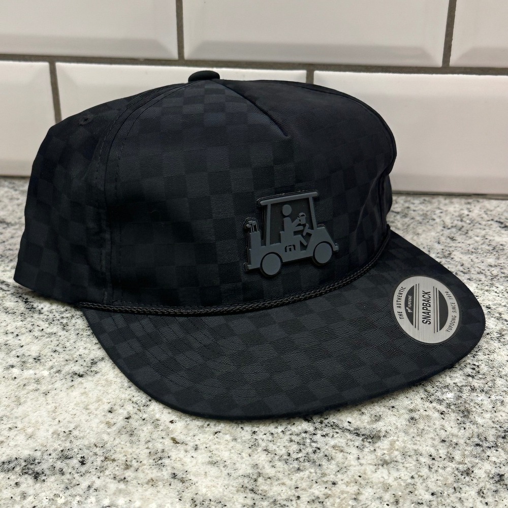 Travis Mathew Mens Black Golf Cartโ Snapback Hat Yupoong Beer Cart